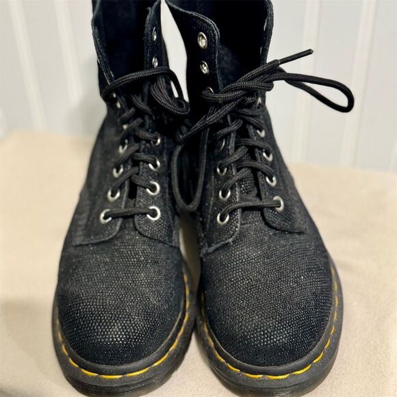 Dr. Martens 1460 Pascal Boots Womens 6 Black Glitter Sparkle Grunge Goth Punk - Picture 2 of 8